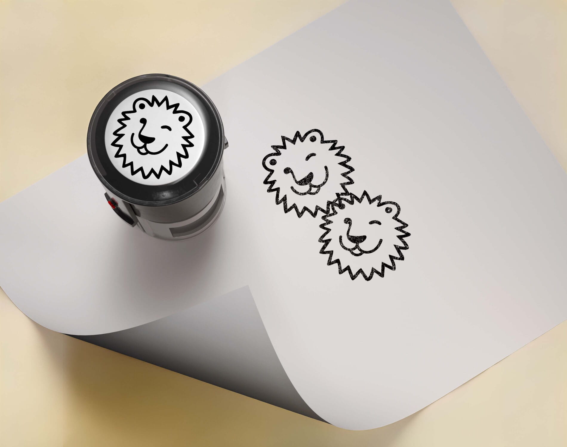 Leos Zapieksy lion mascot logo applied to branded stationery